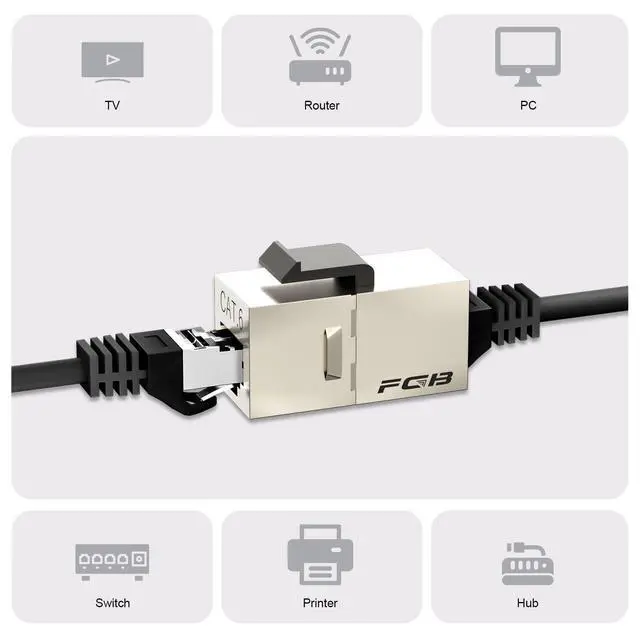 Alt view image 9 of 10 - FGB 25 Pack Cat6 Shielded Keystone Coupler, Female to Female RJ45 Keystone Jack, Ethernet Keystone Coupler in Silver