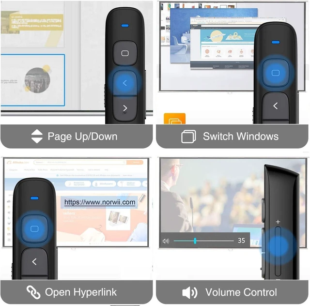 Alt view image 6 of 7 - Wireless Presenter Remote with 300ft Long Range, 2.4GHz Presentation Clicker with Red Laser Pointer, Hyperlink & Volume Control, Rechargeable Slide Advancer for PPT & Slides