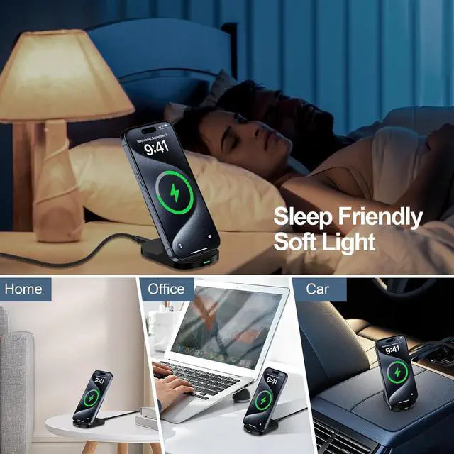 Alt view image 13 of 14 - 15W Fast Wireless Charger Phone Charging Stand for Google Pixel 9/8a/8 Pro/7a/7/6,Android Phone Wireless Charging Station Charger for Samsung Galaxy Z Fold 6/5/Z Flip 6/5/S24 Ultra/S23/S22/S21/S20/S10