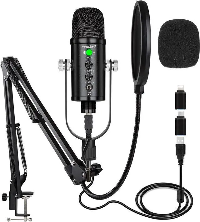 Alt view image 8 of 14 - USB Microphone Condenser Computer PC Gaming Mic Podcast Microphone Kit for Streaming,Recording,Vocals,ASMR,Voice,Cardioid Studio Microphone for Phone/Pad/Android/MAC/Laptop/PS4/USB C Phone,YouTube