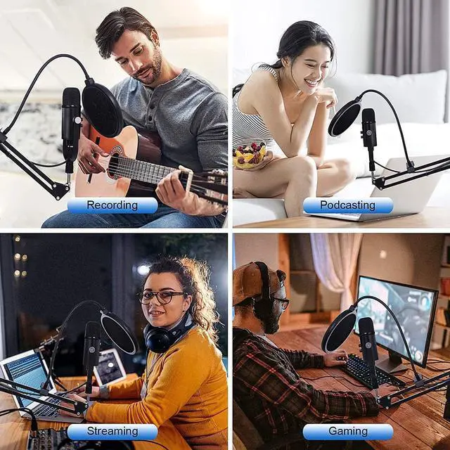 Alt view image 11 of 14 - USB Microphone Condenser Computer PC Gaming Mic Podcast Microphone Kit for Streaming,Recording,Vocals,ASMR,Voice,Cardioid Studio Microphone for Phone/Pad/Android/MAC/Laptop/PS4/USB C Phone,YouTube