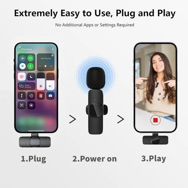 Alt view image 9 of 14 - Mini Microphone, 2 Packs Wireless Microphone for iPhone iPad, Wireless Lavalier Microphone, Professional Microphone for iPhone Video Recording, Live Streaming, YouTube, Vlog, TikTok,Facebook