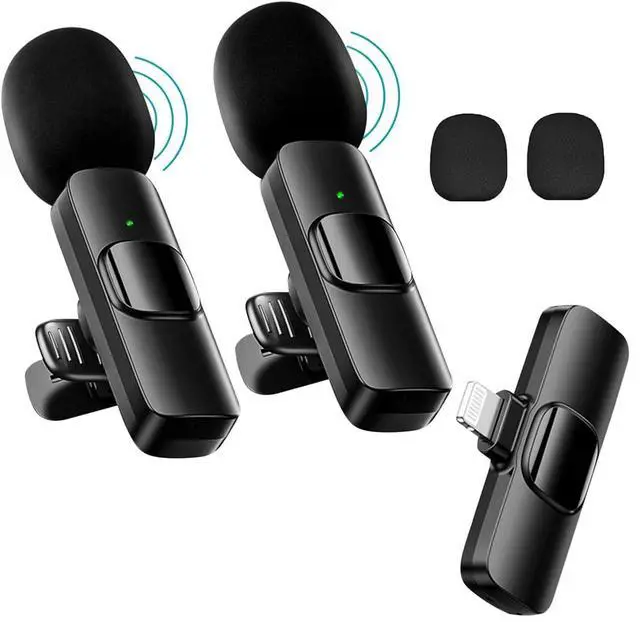 Alt view image 8 of 14 - Mini Microphone, 2 Packs Wireless Microphone for iPhone iPad, Wireless Lavalier Microphone, Professional Microphone for iPhone Video Recording, Live Streaming, YouTube, Vlog, TikTok,Facebook
