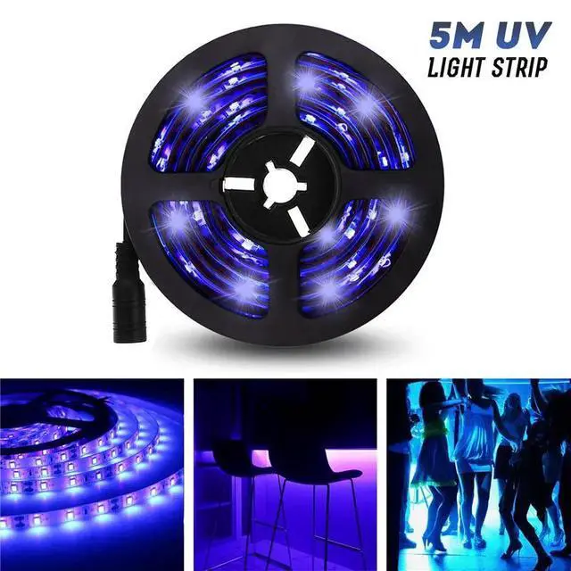 Alt view image 6 of 10 - 5M UV Light Strip Flexible LED Strip Light UV Purple Light Strip LED 3528smd Waterproof IP65/Not-waterproof DC12V With DC head