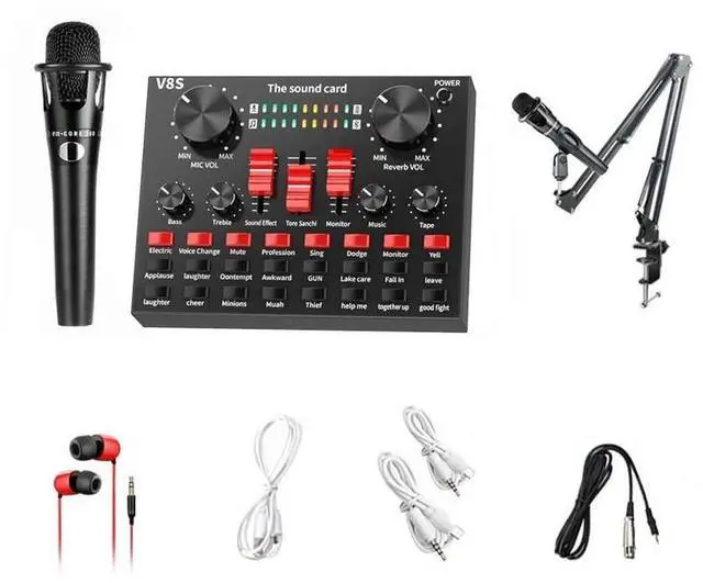 Alt view image 6 of 10 - Sound Card Voice Changer o DJ Mixer for Phone Computer Game iPad Karaoke Broadcast Recording Mic Sound Card Set