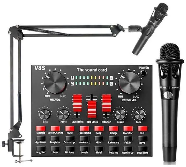 Alt view image 7 of 10 - Sound Card Voice Changer o DJ Mixer for Phone Computer Game iPad Karaoke Broadcast Recording Mic Sound Card Set