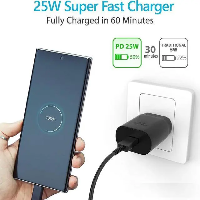 Alt view image 9 of 14 - for Samsung Charger Fast Charging Cord 2-Pack Type C Fast Charger 25W USB C Charger Compatible with Samsung Galaxy A16 A15 A55 C55 S25 S25+ S24 S23 S22 S21 S20 Plus/Ultra/FE/Z Fold/Z Flip/Galaxy Tab