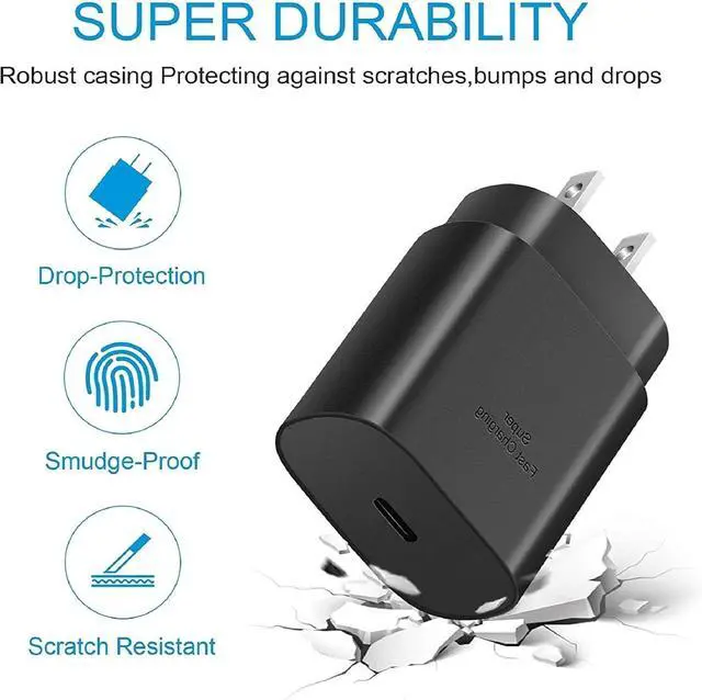 Alt view image 11 of 14 - for Samsung Charger Fast Charging Cord 2-Pack Type C Fast Charger 25W USB C Charger Compatible with Samsung Galaxy A16 A15 A55 C55 S25 S25+ S24 S23 S22 S21 S20 Plus/Ultra/FE/Z Fold/Z Flip/Galaxy Tab