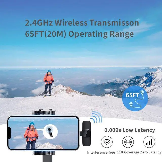 Alt view image 11 of 14 - Mini Microphone, 2 Packs Wireless Microphone for iPhone iPad, Wireless Lavalier Microphone, Professional Microphone for iPhone Video Recording, Live Streaming, YouTube, Vlog, TikTok,Facebook