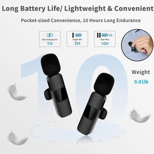 Alt view image 12 of 14 - Mini Microphone, 2 Packs Wireless Microphone for iPhone iPad, Wireless Lavalier Microphone, Professional Microphone for iPhone Video Recording, Live Streaming, YouTube, Vlog, TikTok,Facebook