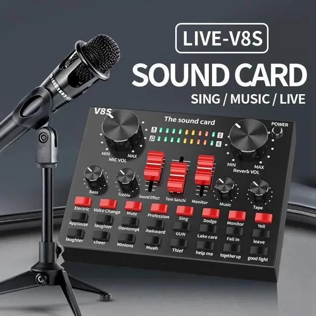 Alt view image 10 of 10 - Sound Card Voice Changer o DJ Mixer for Phone Computer Game iPad Karaoke Broadcast Recording Mic Sound Card Set