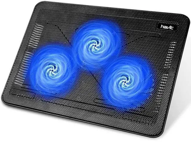 Alt view image 6 of 10 - havit HV-F2056 15.6"-17" Laptop Cooler Cooling Pad - Slim Portable USB Powered (3 Fans), Black/Blue