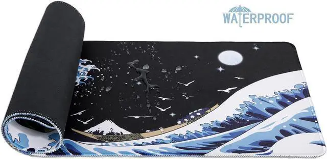 Alt view image 10 of 14 - Gaming Laptop Mouse Pad Sea Wave Big Mice Pads PC Keyboard Waterproof and Non-Slip 31.5 x 11.8inches 3mm Thick XL XXL Rubber Table Mat Kanagawa Surfing and Black Japanese Mouse Pads