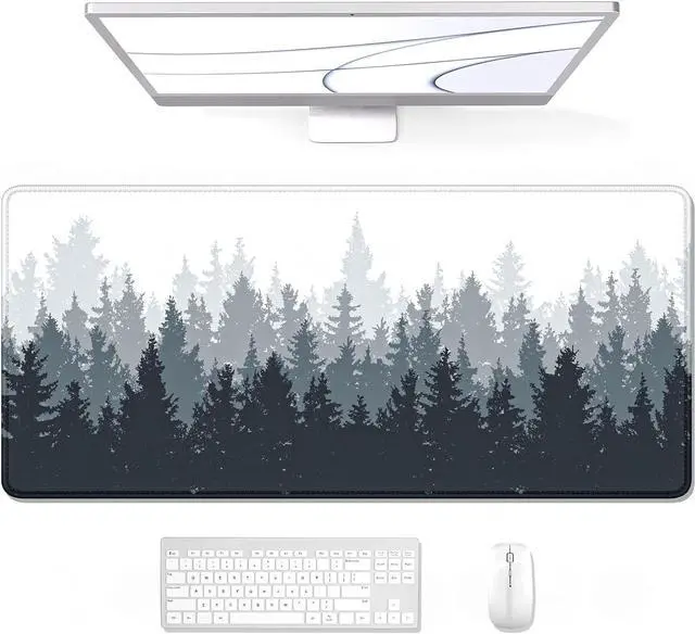 Alt view image 8 of 14 - Large Mouse Pad Desk Mat Gaming Mouse Pad XL XXL Mouse Pad for Desk Desk Pad for Keyboard Mice Desk Matt for Desktop Extended Long Mousepad Thin Black White Forest 31.5 x 11.8 Inch