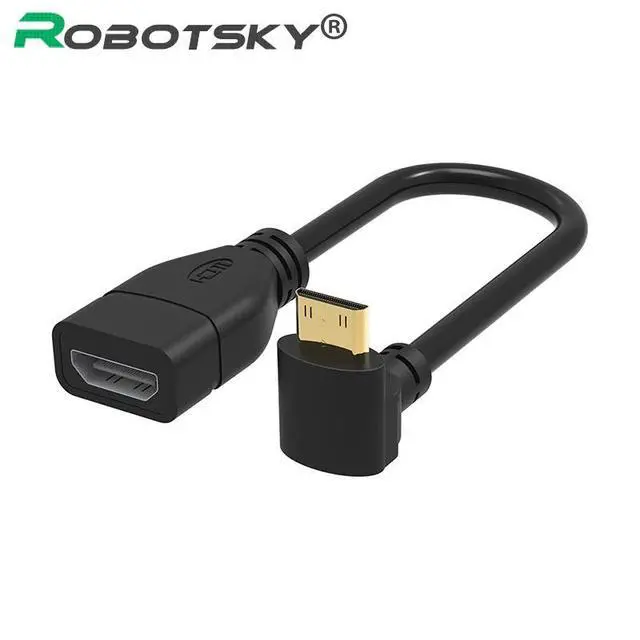 Alt view image 10 of 10 - Right-angle 90 Degree Mini Male to Female -compatibe Converter Adapter Cable Converter Adapter HDTV Connector