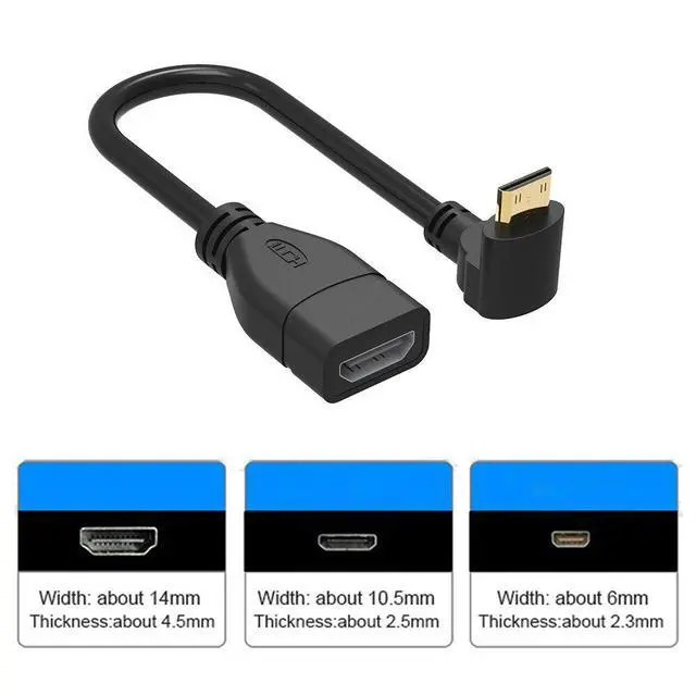 Alt view image 6 of 10 - Right-angle 90 Degree Mini Male to Female -compatibe Converter Adapter Cable Converter Adapter HDTV Connector