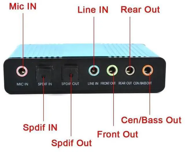 Alt view image 9 of 10 - Sound Card 6 Channel 5.1 / 7.1 Surround Optical External Audio Card Converter CM6206 Chipset for Laptop Desktop