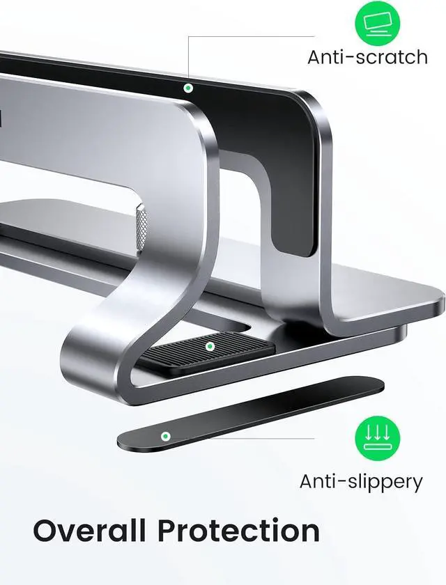 Alt view image 11 of 14 - UGREEN Vertical Laptop Stand Dock Aluminum Compatible with MacBook Pro, MacBook Air Laptop Holder for Desk Vertical Adjustable for Up to 17.3 Inch Gaming Laptop, Silver Gray