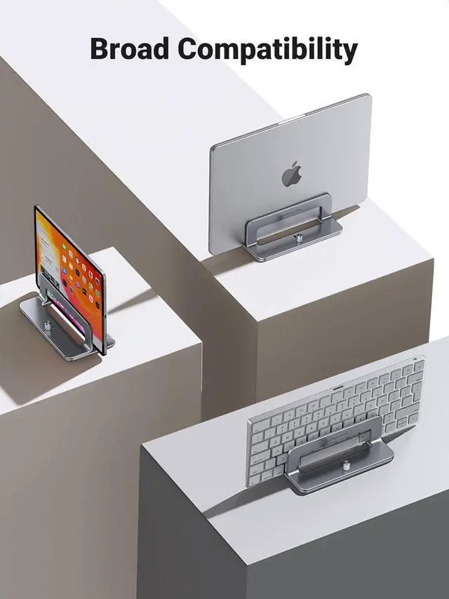 Alt view image 13 of 14 - UGREEN Vertical Laptop Stand Dock Aluminum Compatible with MacBook Pro, MacBook Air Laptop Holder for Desk Vertical Adjustable for Up to 17.3 Inch Gaming Laptop, Silver Gray