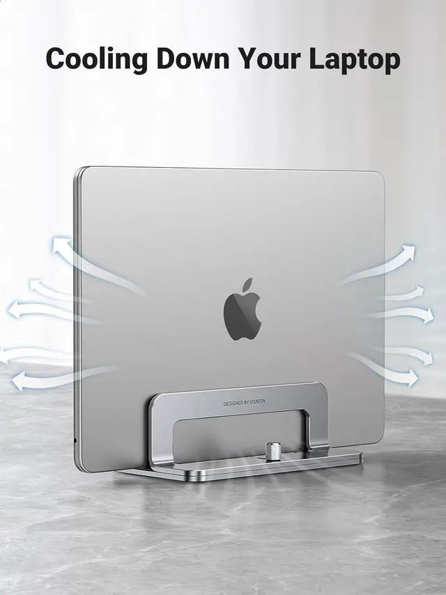 Alt view image 14 of 14 - UGREEN Vertical Laptop Stand Dock Aluminum Compatible with MacBook Pro, MacBook Air Laptop Holder for Desk Vertical Adjustable for Up to 17.3 Inch Gaming Laptop, Silver Gray