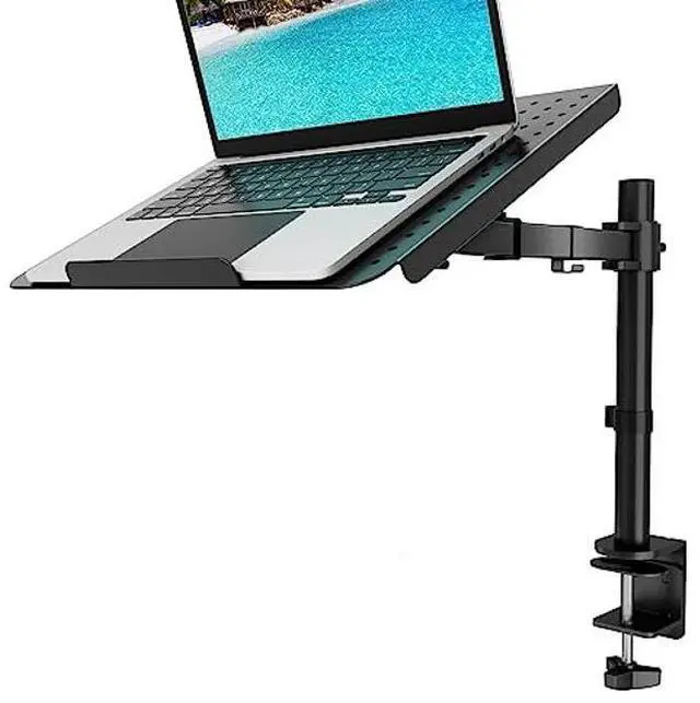 Alt view image 6 of 10 - WALI Laptop Tray Desk Mount for 1 Laptop Notebook up to 17 inch, Fully Adjustable, 22 lbs Capacity with Vented Cooling Platform Stand (M00LP)