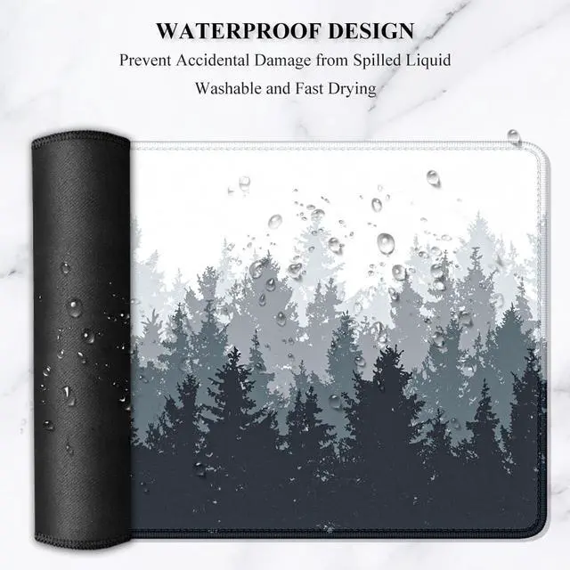 Alt view image 13 of 14 - Large Mouse Pad Desk Mat Gaming Mouse Pad XL XXL Mouse Pad for Desk Desk Pad for Keyboard Mice Desk Matt for Desktop Extended Long Mousepad Thin Black White Forest 31.5 x 11.8 Inch