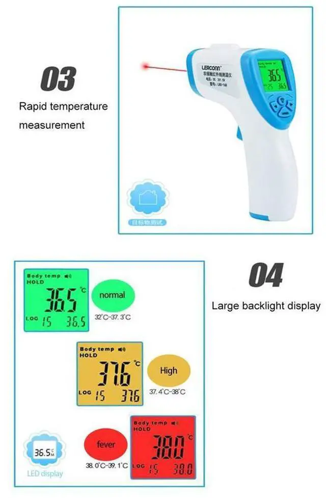 Alt view image 10 of 14 - Thermometer SUNPHOR Infrared Forehead Thermometer for Adult and Kids, Premium Non-Contact Medical Temperature Gun for Baby and Child, Digital No Touch Thermometer, LCD Fast Display