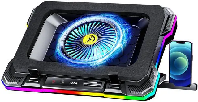 Alt view image 6 of 10 - KeiBn Gaming Laptop Cooling Pad, Laptop Cooling Stand with 5.5inch Cooling Fan, Rapid Cooling Fan Laptop 15.6-19.3inch, Infinitely Variable Speed, 7 Height Stands, 2 USB Ports-K1 5V