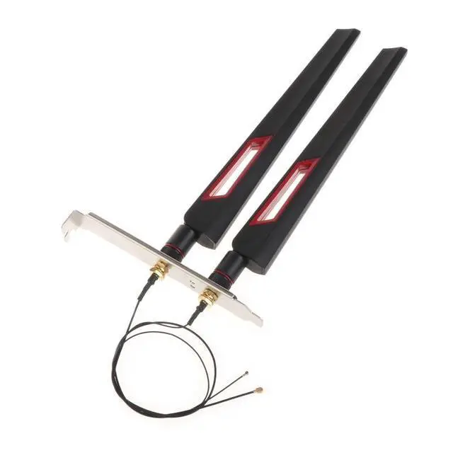 Alt view image 10 of 12 - 2x10Dbi Dual Band 2.4G/5GHz M.2 IPEX MHF4 20cm Cable to RP-SMA Pigtail Antenna Set For AX210 AX200 9260 NGFF WiFi