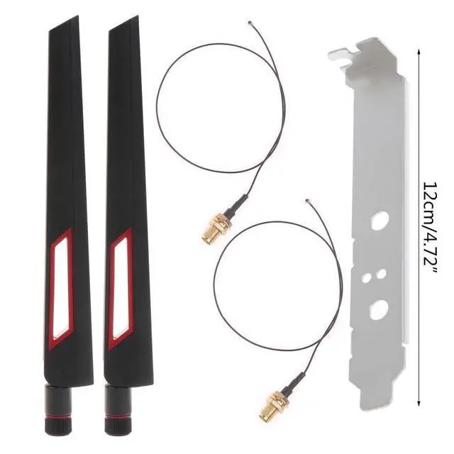 Alt view image 12 of 12 - 2x10Dbi Dual Band 2.4G/5GHz M.2 IPEX MHF4 20cm Cable to RP-SMA Pigtail Antenna Set For AX210 AX200 9260 NGFF WiFi
