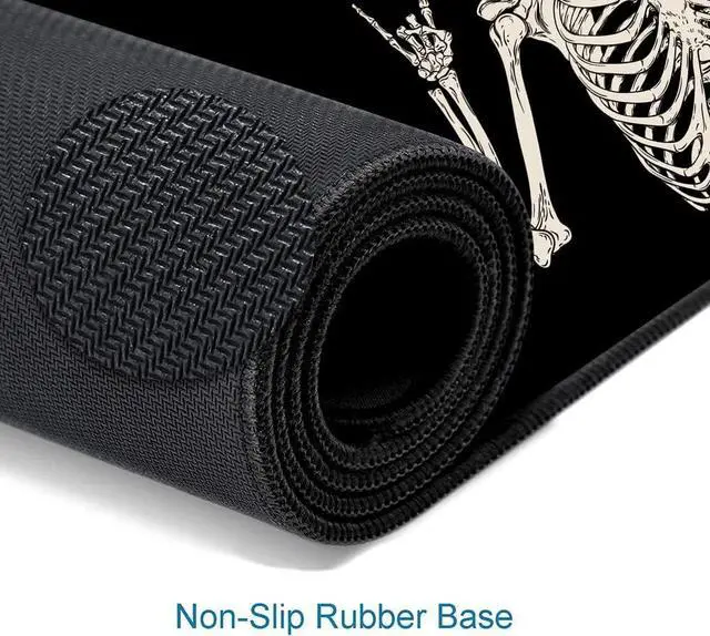Alt view image 11 of 14 - Gaming Mouse Pad Large Mouse Pads for Desk Non-Slip Rubber Base Mousepad Keyboard Mouse Mat Desk Pad with Stitched Edges 31.5x11.8 inch Black Human Skeleton
