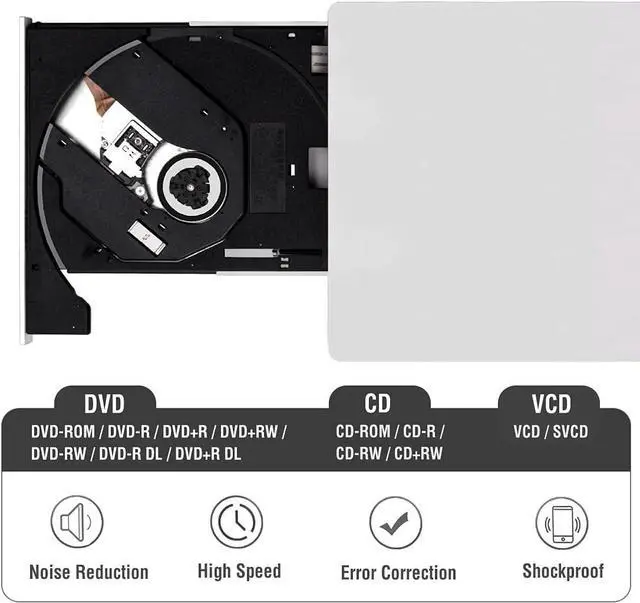 Alt view image 12 of 14 - External CD/DVD Drive for Mac, CD Burner USB 3.0 Portable CD-ROM DVD+/-RW Disc Player Burner Reader Writer Optical Drive for Apple Mac MacBook Pro/Air, Windows 11/10 Laptop PC, Silver