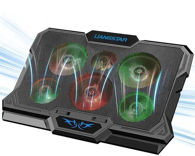 Alt view image 7 of 10 - Laptop Cooling Pad, Laptop Cooler with 6 Quiet Led Fans for 15.6-17 Inch Laptop Cooling Fan Stand