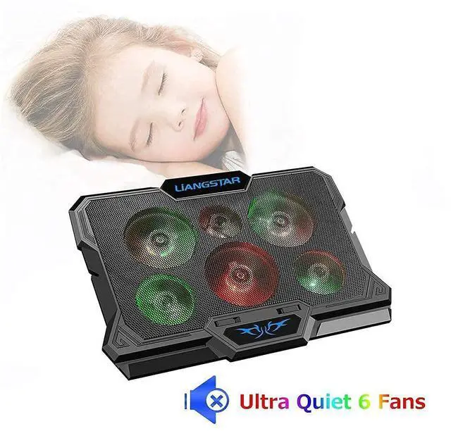 Alt view image 8 of 10 - Laptop Cooling Pad, Laptop Cooler with 6 Quiet Led Fans for 15.6-17 Inch Laptop Cooling Fan Stand