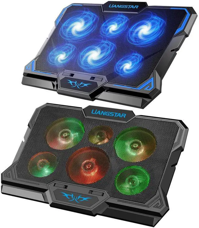 Alt view image 6 of 10 - Laptop Cooling Pad, Laptop Cooler with 6 Quiet Led Fans for 15.6-17 Inch Laptop Cooling Fan Stand