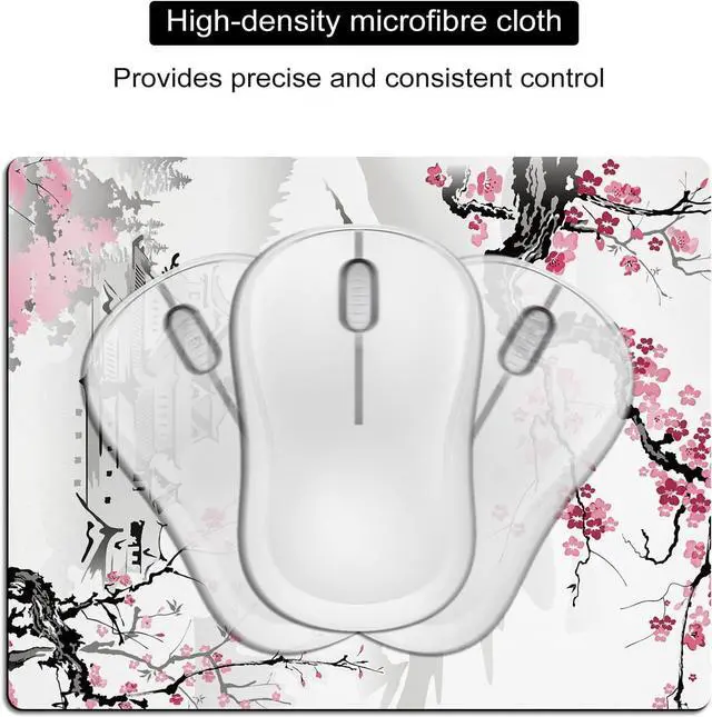 Alt view image 13 of 14 - Small Mouse Pad Cute Mini Mouse Pads for Wireless Mouse and Laptop Travel Mousepads with Designs - Japanese Cherry Blossom/Sakura Portable Mousepad with Non-slip Rubber Base - 5.5 x 7 Inch