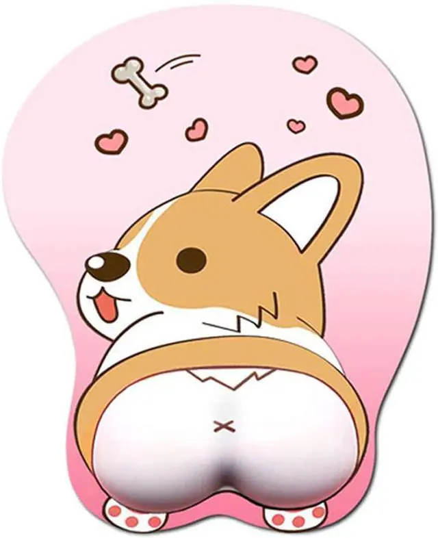 Alt view image 8 of 14 - Tidoopu Mouse Pad with Wrist Support Gel Ergonomic 3D Mouse Pad Anime Corgi Dog Mousepad Gaming Mouse Mat for PC Laptops (Pink)