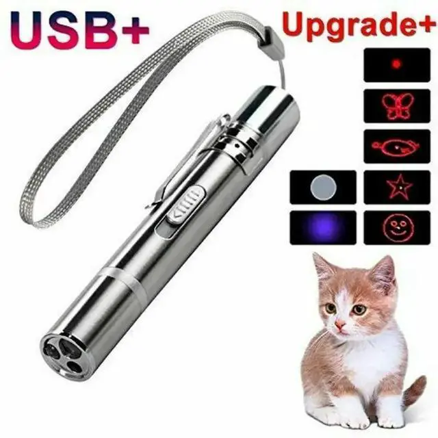 Alt view image 7 of 10 - 3 in 1 Laser Pointer Cat Pet Child Toys USB Rechargeable UV Torch Flashlight Mini Pet Training Dog Cat Pointer Teasing Pen