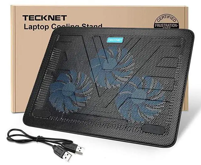 Alt view image 14 of 14 - Laptop Cooling Pad Portable Slim Quiet USB Powered Laptop Notebook Cooler Cooling Pad Stand Chill Mat with 3 Blue LED Fans Fits 1217 Inches