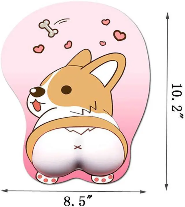 Alt view image 9 of 14 - Tidoopu Mouse Pad with Wrist Support Gel Ergonomic 3D Mouse Pad Anime Corgi Dog Mousepad Gaming Mouse Mat for PC Laptops (Pink)