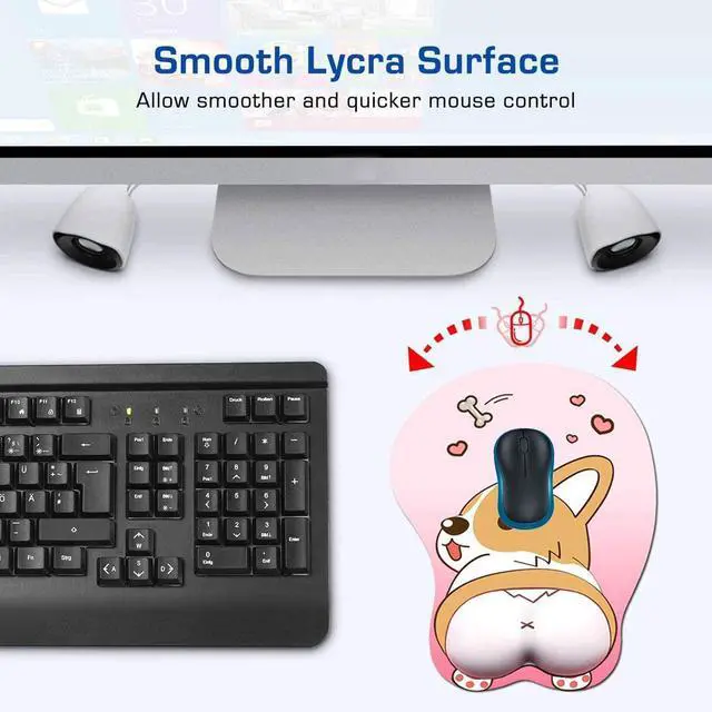 Alt view image 10 of 14 - Tidoopu Mouse Pad with Wrist Support Gel Ergonomic 3D Mouse Pad Anime Corgi Dog Mousepad Gaming Mouse Mat for PC Laptops (Pink)