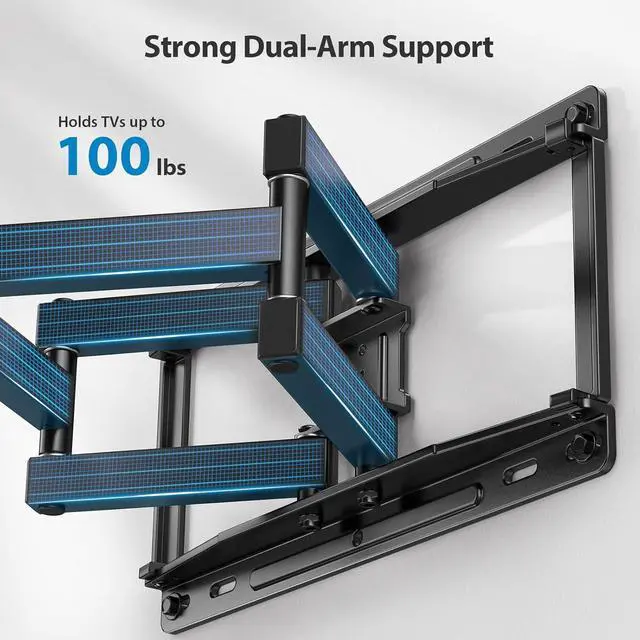 Alt view image 9 of 14 - Pipishell Full Motion TV Wall Mount for Most 37-75 inch TVs up to 100 lbs, Wall Mount Bracket with Dual Articulating Arms, Swivel, Tilt, Max VESA 600x400mm, TV Mount Fits 12/16 Wood Studs, PILF6