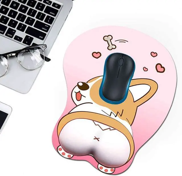 Alt view image 12 of 14 - Tidoopu Mouse Pad with Wrist Support Gel Ergonomic 3D Mouse Pad Anime Corgi Dog Mousepad Gaming Mouse Mat for PC Laptops (Pink)