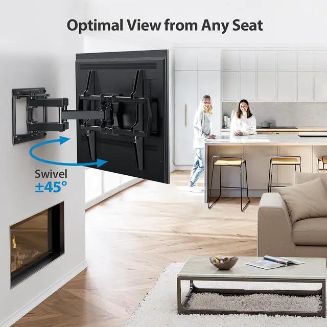 Alt view image 12 of 14 - Pipishell Full Motion TV Wall Mount for Most 37-75 inch TVs up to 100 lbs, Wall Mount Bracket with Dual Articulating Arms, Swivel, Tilt, Max VESA 600x400mm, TV Mount Fits 12/16 Wood Studs, PILF6