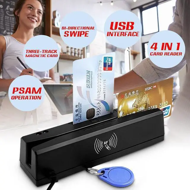 Alt view image 10 of 10 - YL160 4-in-1 Magnetic Stripe Credit Card EMV IC Chip RFID PSAM Card Reader Writer Duplicator