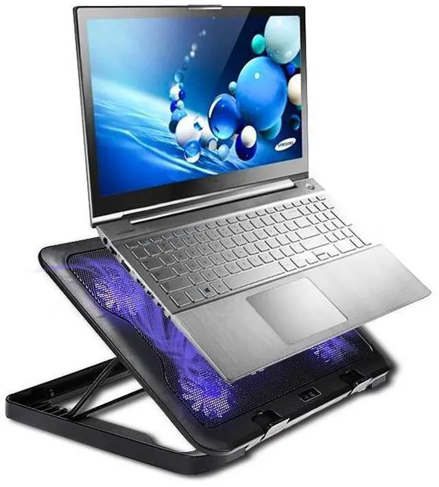 Alt view image 7 of 10 - Laptop Cooler 2 USB Ports And 5 Cooling Fans LED USB Laptop Cooling Pad Notebook Stand for Laptop PC 7-17inch