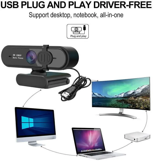 Alt view image 14 of 14 - Web Camera Full HD 1080P/30FPS Webcam Live Streaming Camera with Noise Reduction Microphone,Autofocus & Privacy Cover,Highest Resolution 1920X1080,95-Degree FOV,2MP Camera for Zoom/Skype/Teams,Confere