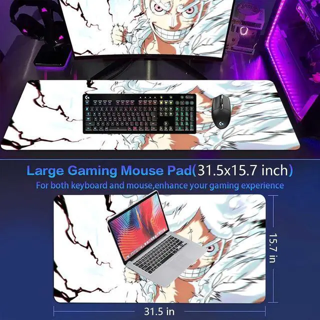 Alt view image 13 of 14 - Anime Mouse Pad Luffygear 5 Extended Gaming Desk Pad with Stitched Edges Large Mouse Mat with Non-Slip Rubber Base for Work & Gaming Office & Home 31.5x15.7 inch