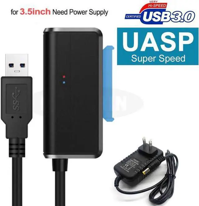Alt view image 8 of 14 - Sata To USB Adapter USB 3.0 SATA 3 Cable Plug and play 22 Pin Sata III Cable Support 2.5 or 3.5 Inch External SSD HDD Hard Drive with 12V 2A Power Adapter