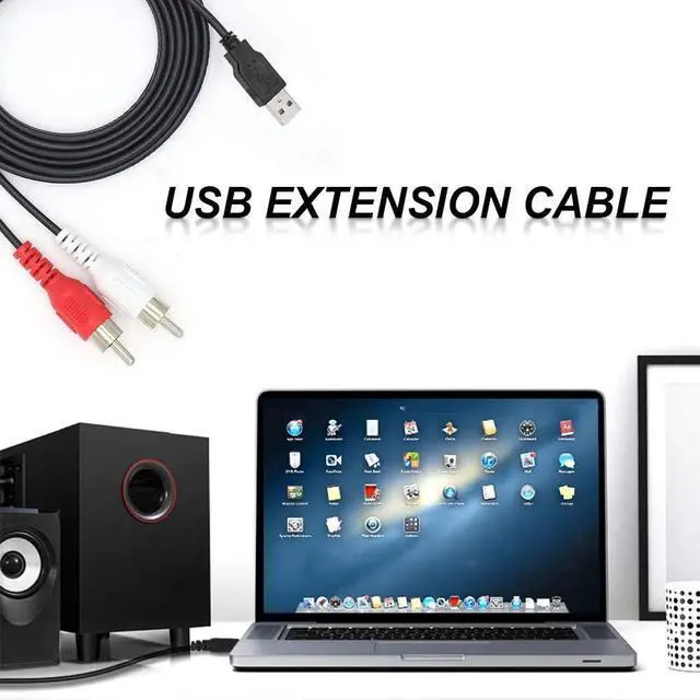 Alt view image 12 of 12 - RCA to USB Cable USB to RCA Cable USB 2.0 Male to 2 RCA Male Video AV A/V Converter Camcorder Audio Capture Card Splitter Adapter Cable for TV/Mac/PC (5 Ft/1.5m)